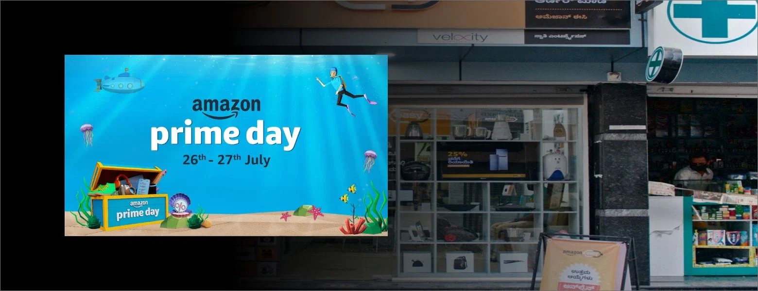 Amazon Easy store displaying Amazon promotional campaigns on digital displays powered by Pickcel digital signage software