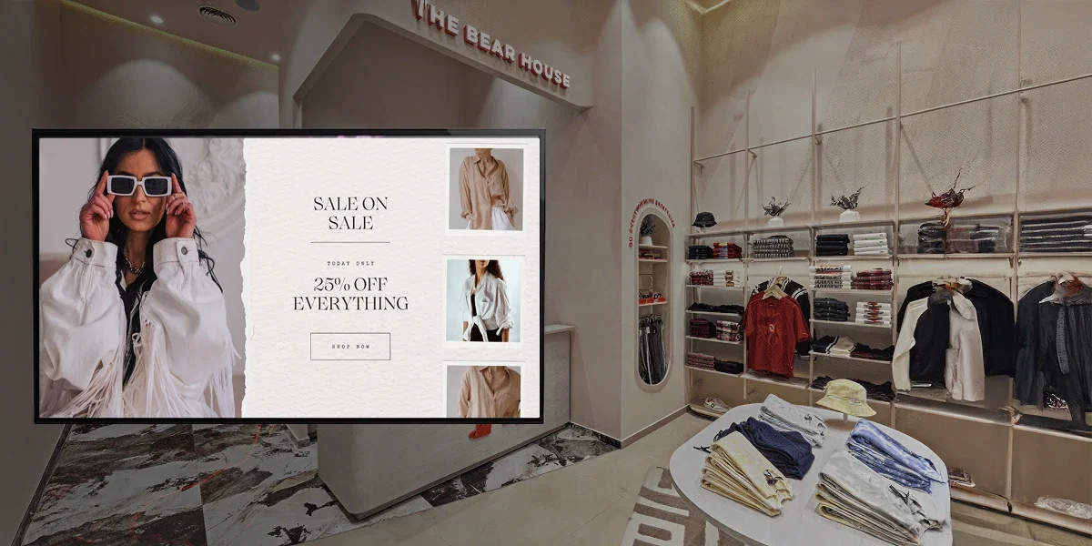The Bear House store displaying their brand promotion campaigns using Pickcel digital signage
