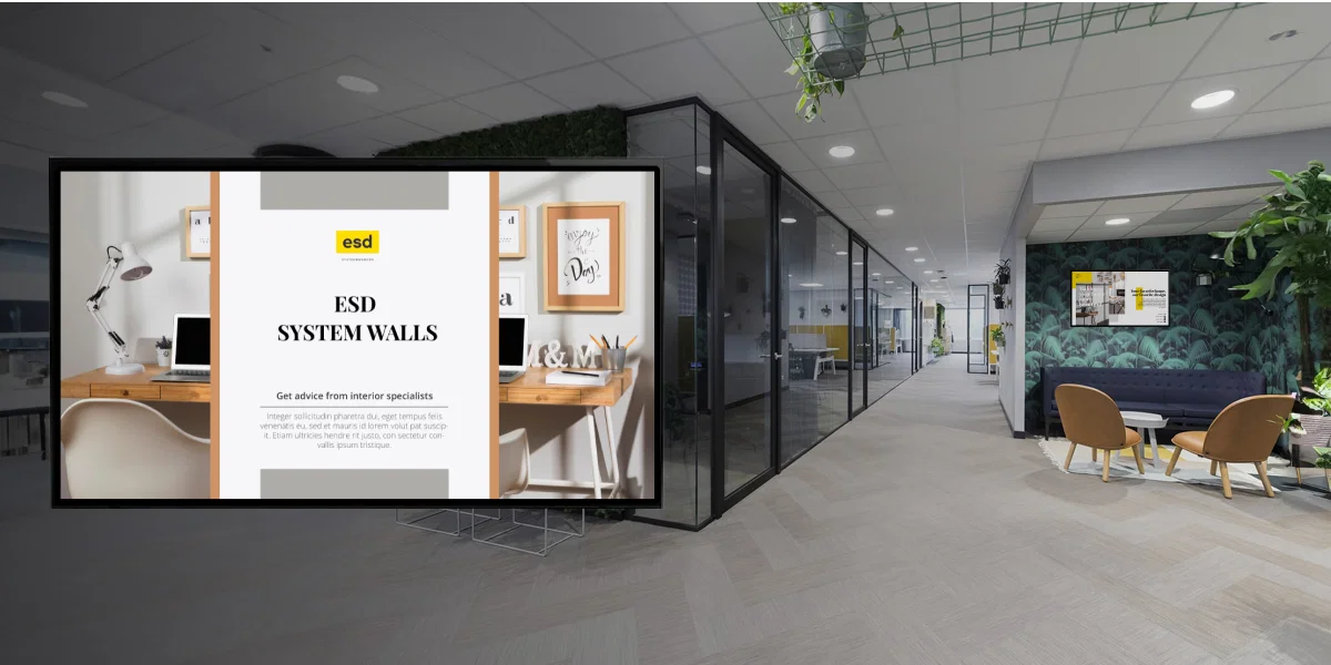 Geewongers office showcasing digital signage managed by Pickcel