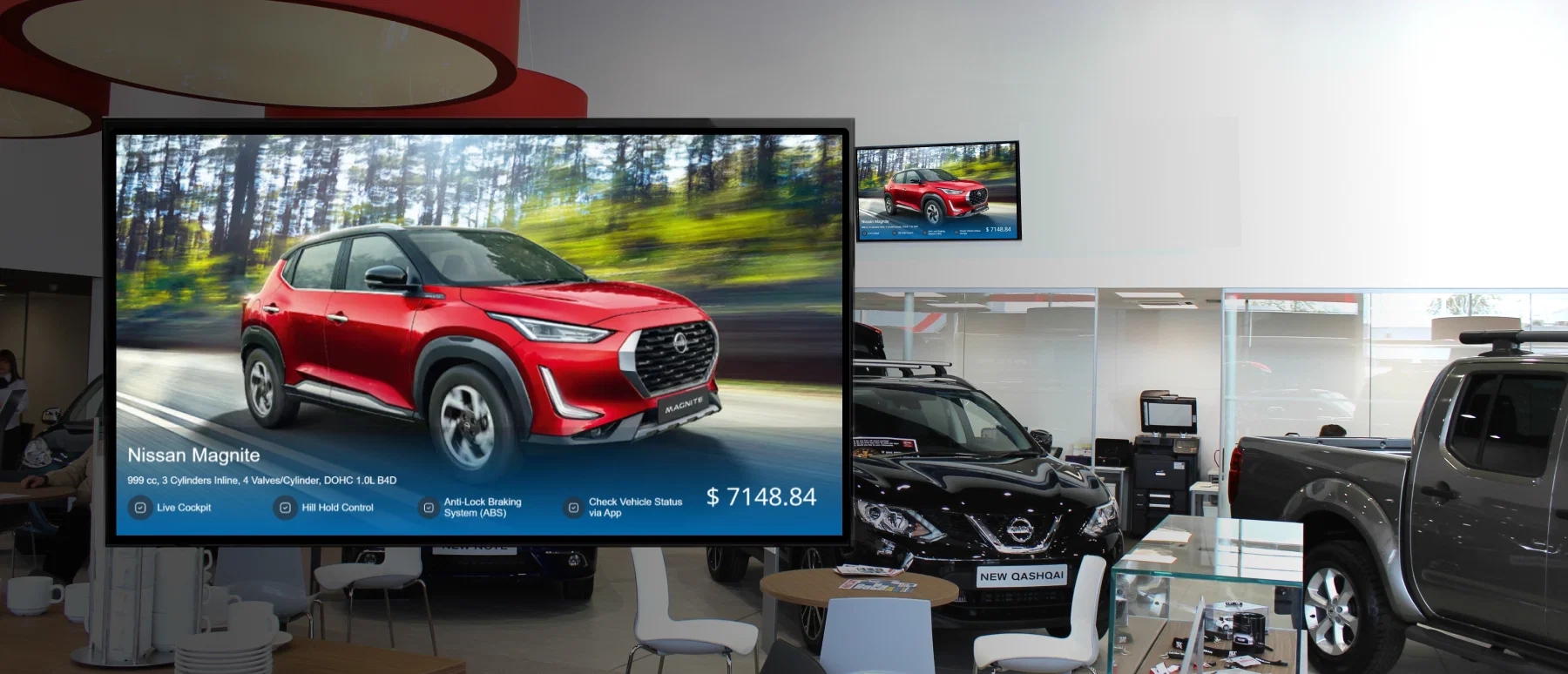 Nissan Motors dealership digital signage powered by Pickcel