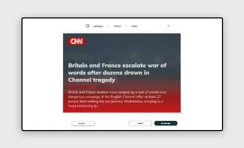 CNN News app preview screen to check how will the app content look in the digital signage screen before publishing CNN News app preview screen to check how will the app content look in the digital signage screen before publishing