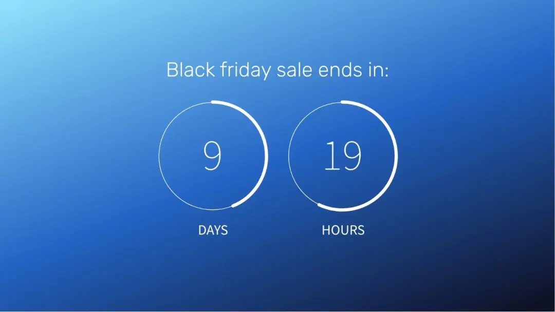 Countdown app layout preview showing blue gradient as background and timer set to end in 9 days 19 hours Countdown app layout preview showing blue gradient as background and timer set to end in 9 days 19 hours