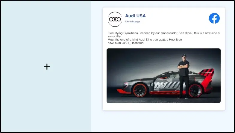 Step 2: Digital signage software interface showing composition window with Facebook app feed being displayed on the right Step 2: Digital signage software interface showing composition window with Facebook app feed being displayed on the right