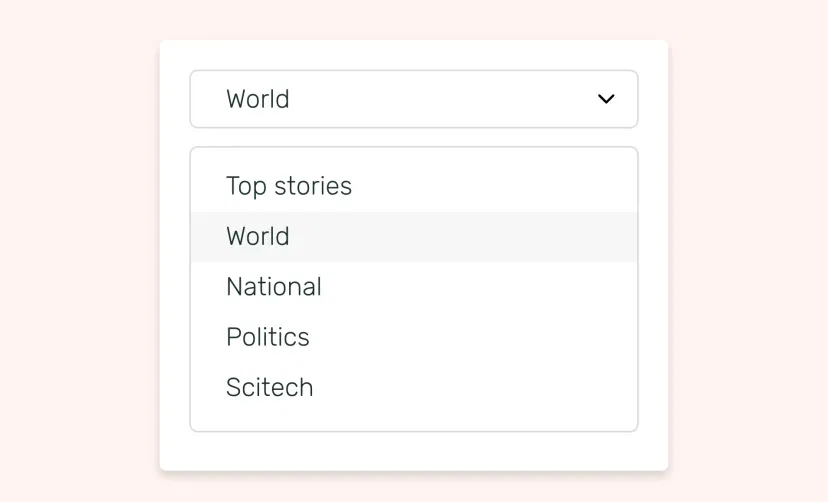 Fox news app interface showing news topic list like Top stories, World, Politics, etc., to display on digital signage screens Fox news app interface showing news topic list like Top stories, World, Politics, etc., to display on digital signage screens