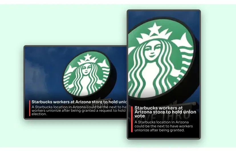 Fox News app feed preview in digital screens with landscape and portrait layouts Fox News app feed preview in digital screens with landscape and portrait layouts