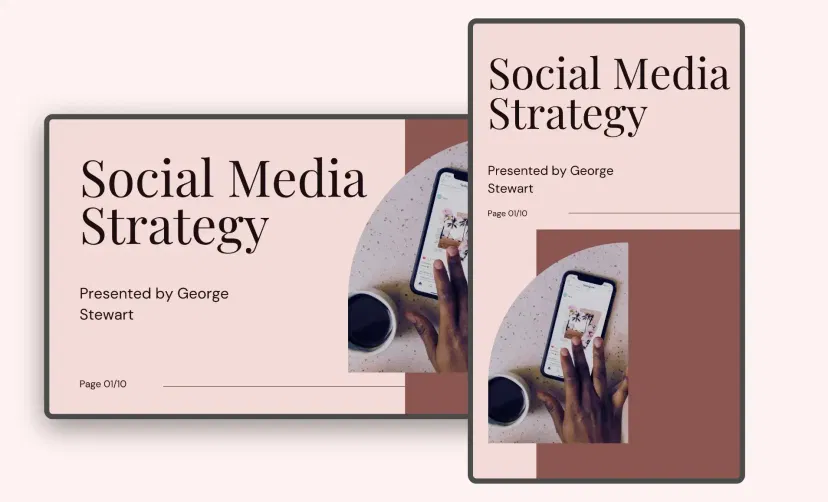 Google Slides app feed preview in digital screens with landscape and portrait layouts Google Slides app feed preview in digital screens with landscape and portrait layouts