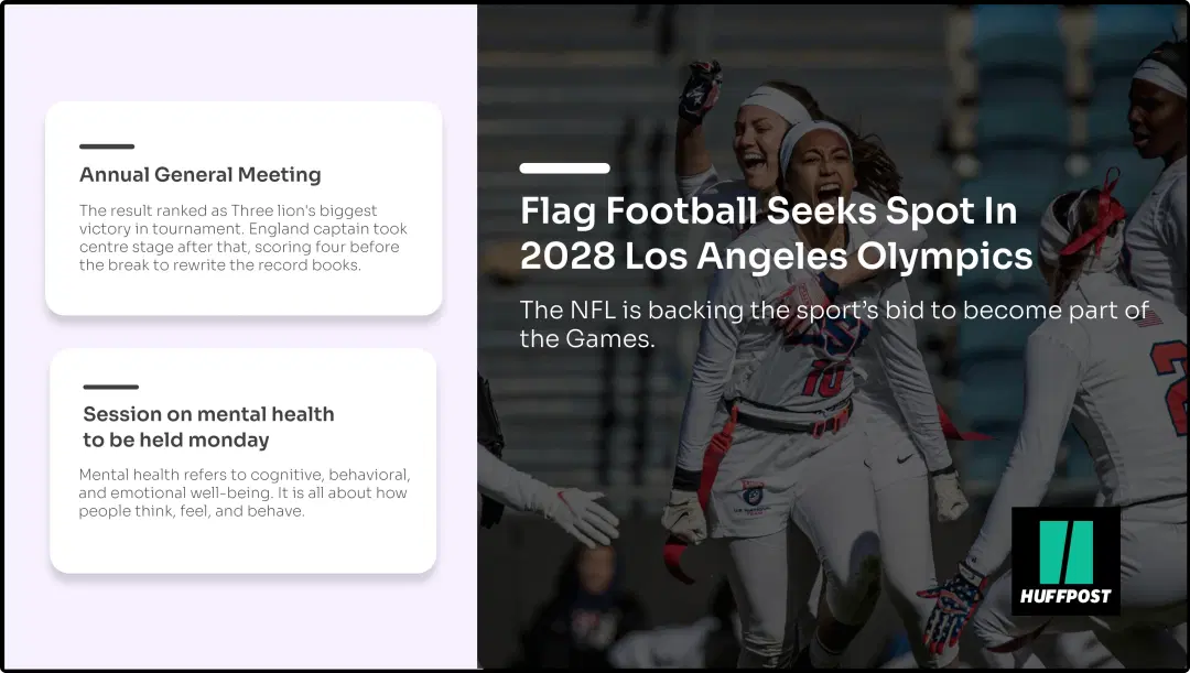 Step 3: Digital signage software interface showing composition window with HuffPost News app and Text app feeds Step 3: Digital signage software interface showing composition window with HuffPost News app and Text app feeds