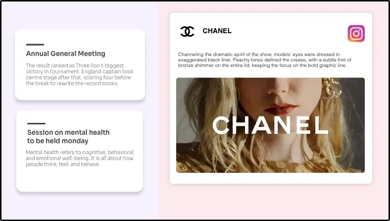 Step 3: Digital signage software interface showing composition window with Instagram Plus app feed Step 3: Digital signage software interface showing composition window with Instagram Plus app feed