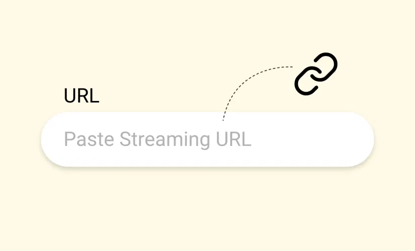 Digital signage Streaming app interface with the option to paste source streaming url Digital signage Streaming app interface with the option to paste source streaming url