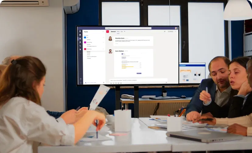 Digital signage powered by Pickcel displaying Microsoft Teams messages from brainstorming channel Digital signage powered by Pickcel displaying Microsoft Teams messages from brainstorming channel