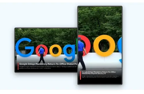 Digital signage NDTV news app layout preview showing app data fit into any layout and adjusts to screen size and orientation. Digital signage NDTV news app layout preview showing app data fit into any layout and adjusts to screen size and orientation.