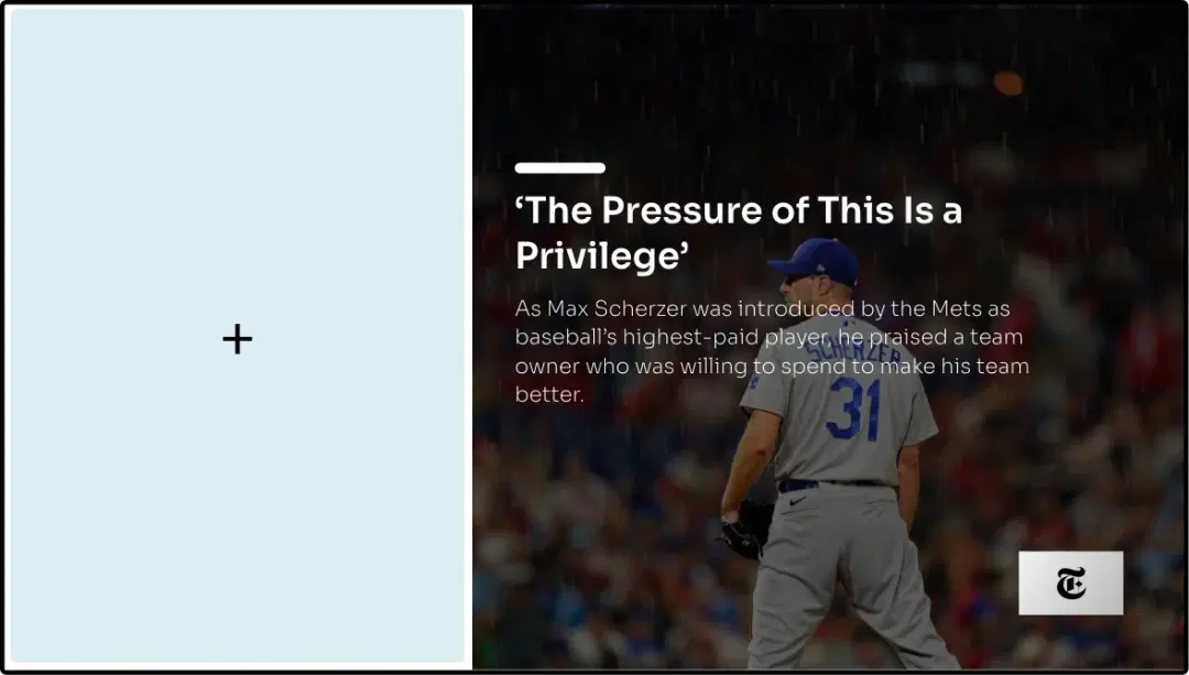 step 2 digital signage software interface showing compositon window with NYtimes News app feed being displayed on the right step 2 digital signage software interface showing compositon window with NYtimes News app feed being displayed on the right