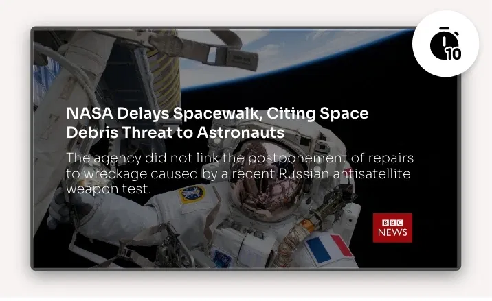 NYtimes News app feed preview on digital screen which is set to change transition after 10 seconds NYtimes News app feed preview on digital screen which is set to change transition after 10 seconds