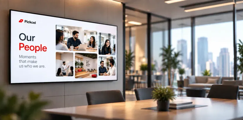 Digital signage displaying auto-refreshing reports and photo galleries from OneDrive Digital signage displaying auto-refreshing reports and photo galleries from OneDrive