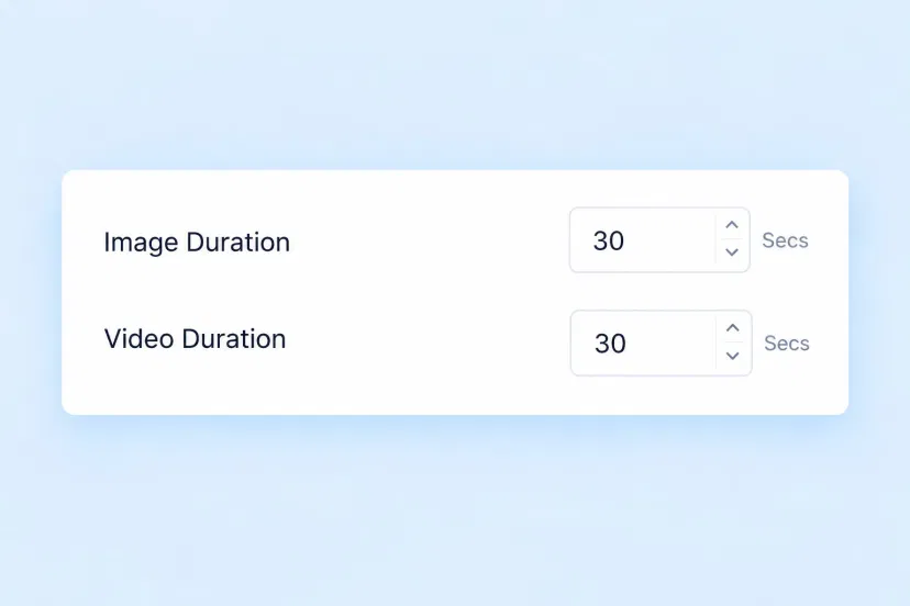 OneDrive app configuration panel with refresh interval, image duration and video duration settings OneDrive app configuration panel with refresh interval, image duration and video duration settings