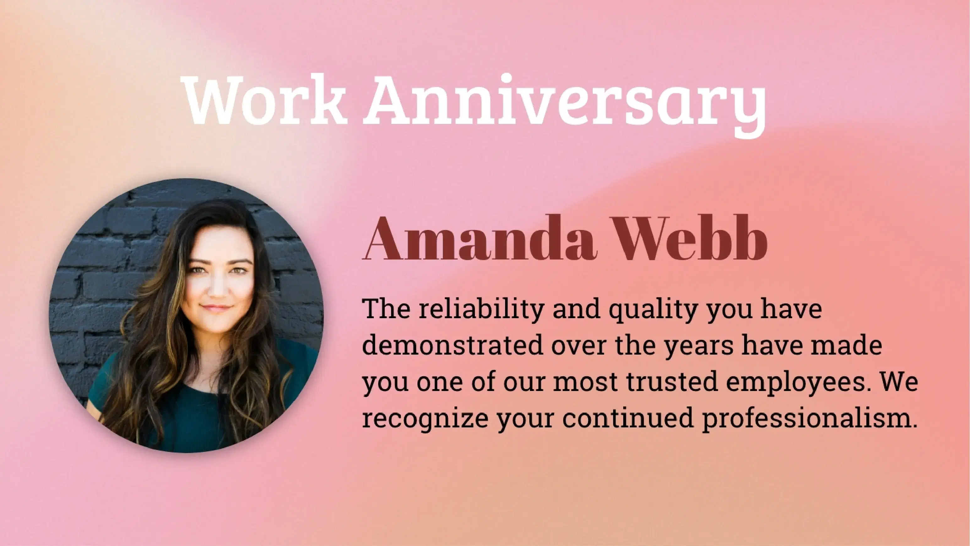 Digital signage showing work anniversary celebration message with the help of Pickcel's People Space App Digital signage showing work anniversary celebration message with the help of Pickcel's People Space App