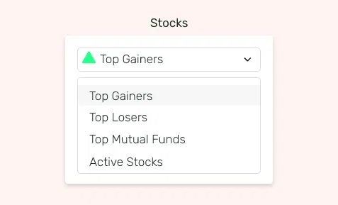 Stocks app interface with features to filter data by trading signals Stocks app interface with features to filter data by trading signals