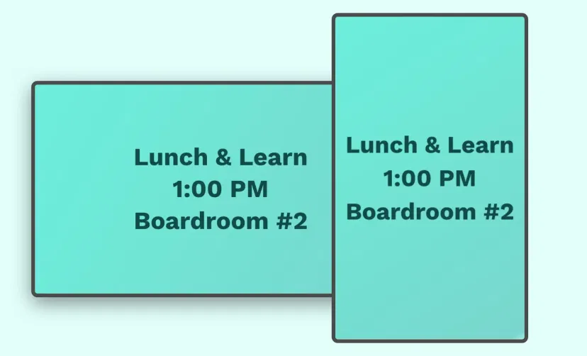 Text Board app preview in digital screens with landscape and portrait layouts Text Board app preview in digital screens with landscape and portrait layouts