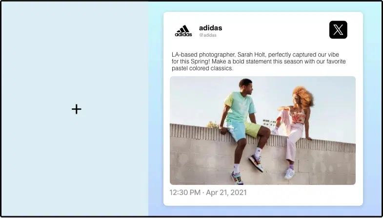 Step 2: Digital signage software interface showing composition window with Twitter app feed being displayed on the right Step 2: Digital signage software interface showing composition window with Twitter app feed being displayed on the right