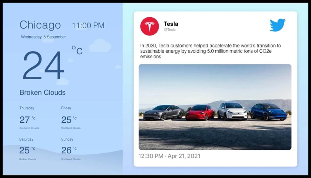 Step 3: Digital signage software interface showing composition window with Weather App feed Step 3: Digital signage software interface showing composition window with Weather App feed