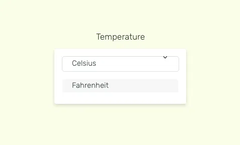 Weather app interface with option to select temperature scale (Celsius or Fahrenheit) for display on digital signage screens Weather app interface with option to select temperature scale (Celsius or Fahrenheit) for display on digital signage screens