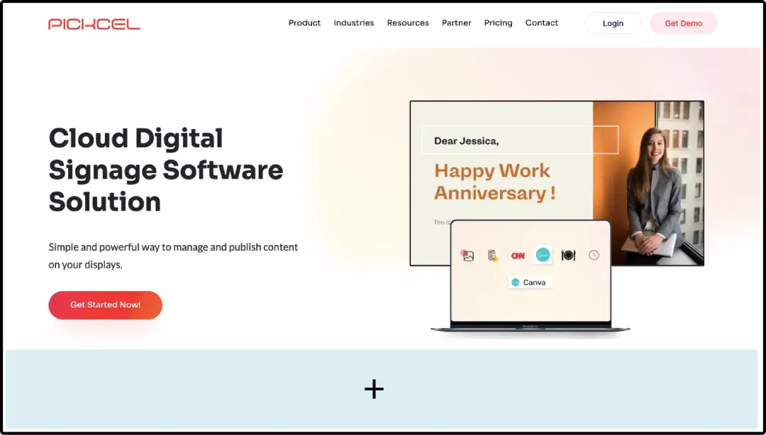 Step 2: Digital signage software interface showing composition window with Web URL App feed being displayed on the top Step 2: Digital signage software interface showing composition window with Web URL App feed being displayed on the top