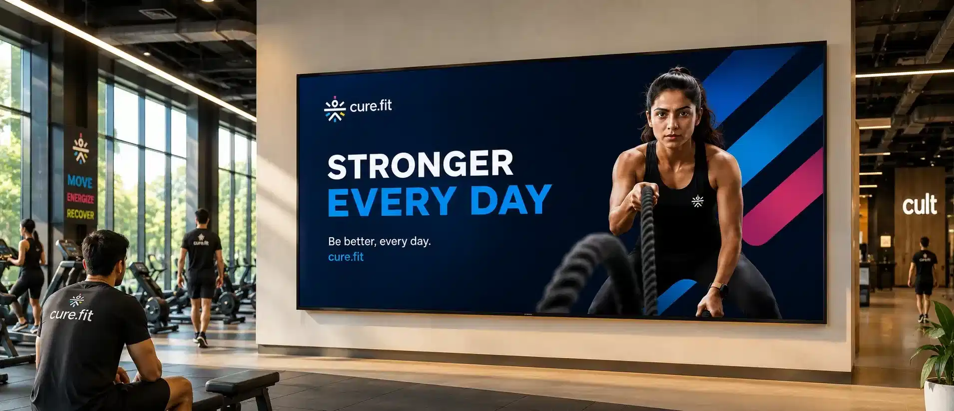 Cure.Fit and Cult.Fit digital signage deployment powered by Pickcel