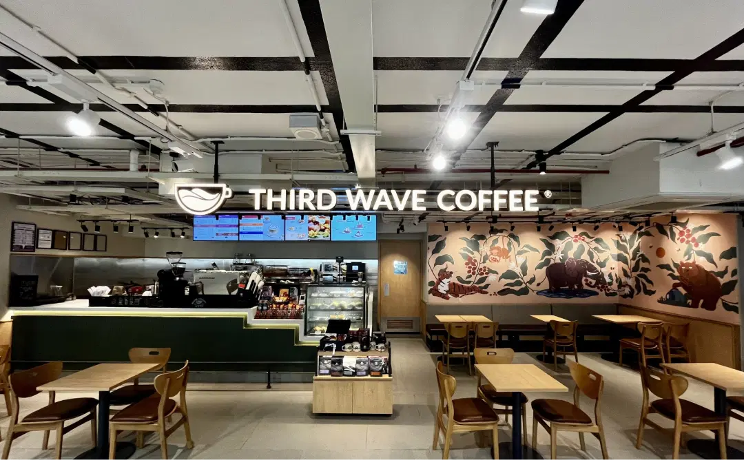 Third Wave Coffee store displaying digital menu boards powered by Pickcel