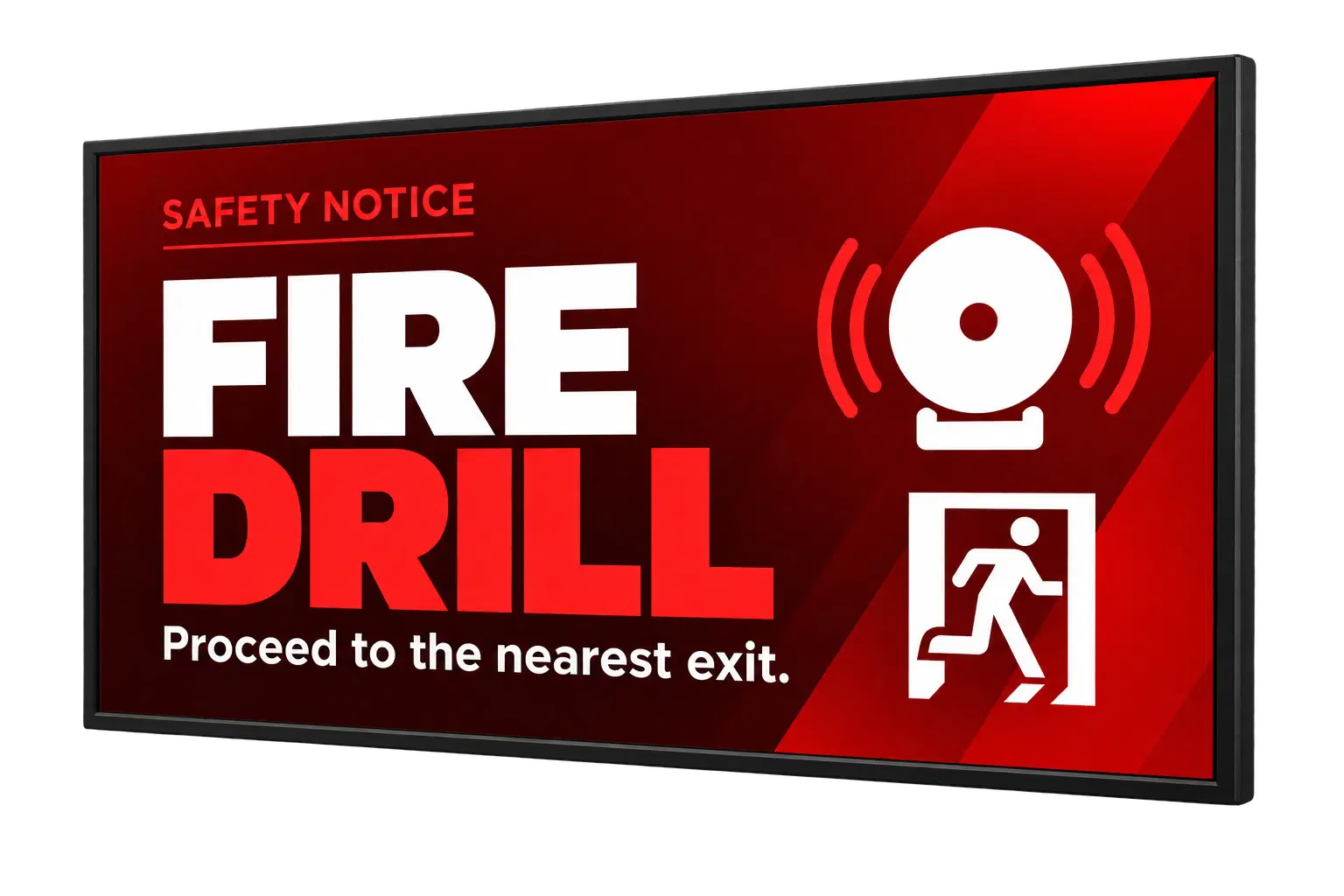 Pickcel digital signage screen showing a Safety First workplace message