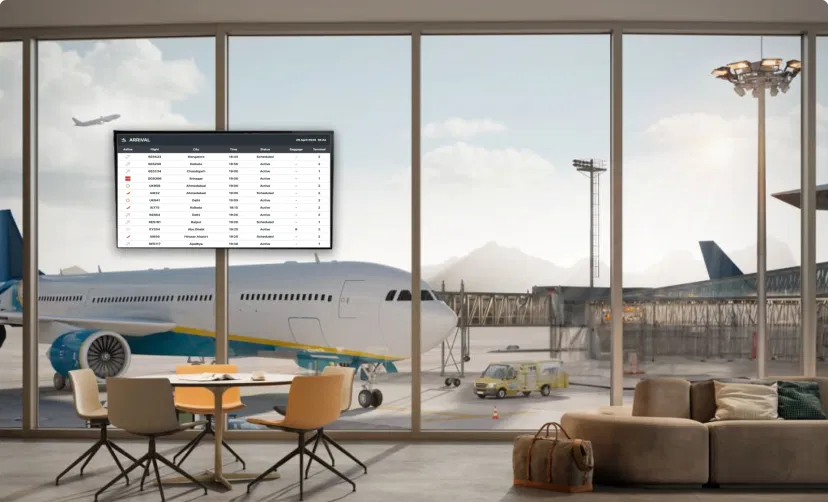 Flight status in hotel lobby Flight status in hotel lobby