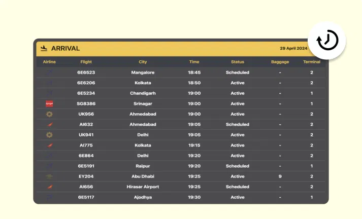 Auto-update flight status screenshot Auto-update flight status screenshot