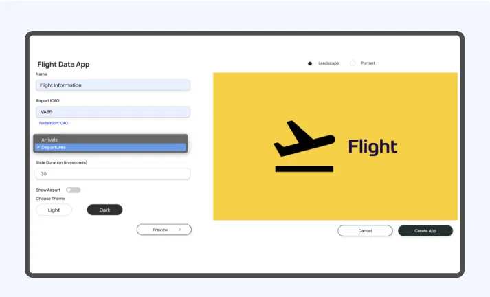 Control arrival and departure setup screenshot Control arrival and departure setup screenshot