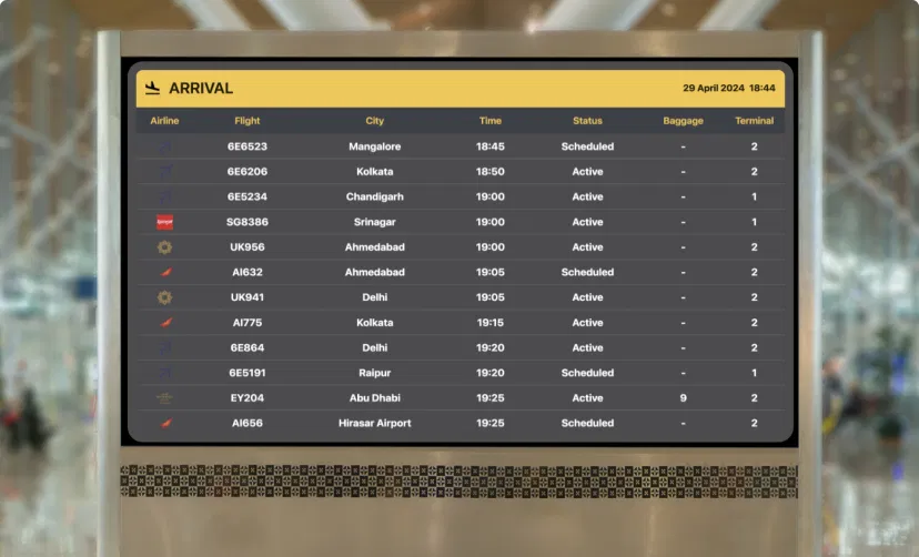 Flight updates in airport Flight updates in airport