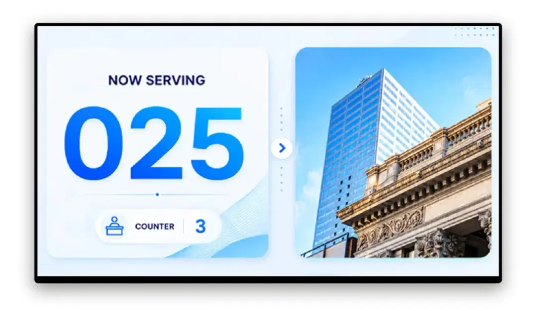 Bank branch digital signage for queue management