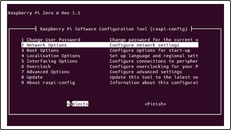Raspberry Pi Configuration - Network Options Selection Raspberry Pi Configuration - Network Options Selection