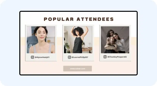 A digital signage screen showing conference networking opportunities A digital signage screen showing conference networking opportunities