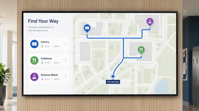 Digital wayfinding signage for campus navigation