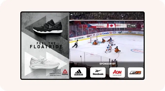 Digital screen showing high-visibility promotion opportunities and sponsor advertising at stadium Digital screen showing high-visibility promotion opportunities and sponsor advertising at stadium