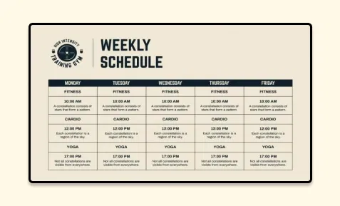 Trainer schedules and availability Trainer schedules and availability