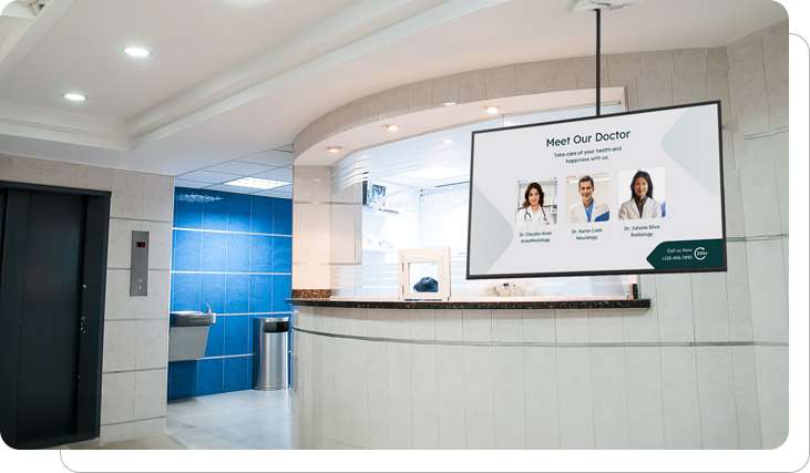 Surgery digital signage showcasing surgical experts Surgery digital signage showcasing surgical experts