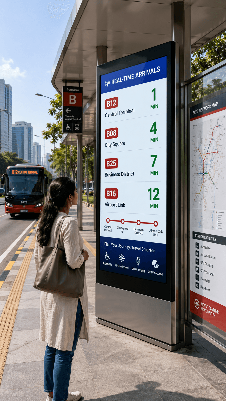 NEC BRTS PIDS project NEC BRTS passenger information display system powered by Pickcel