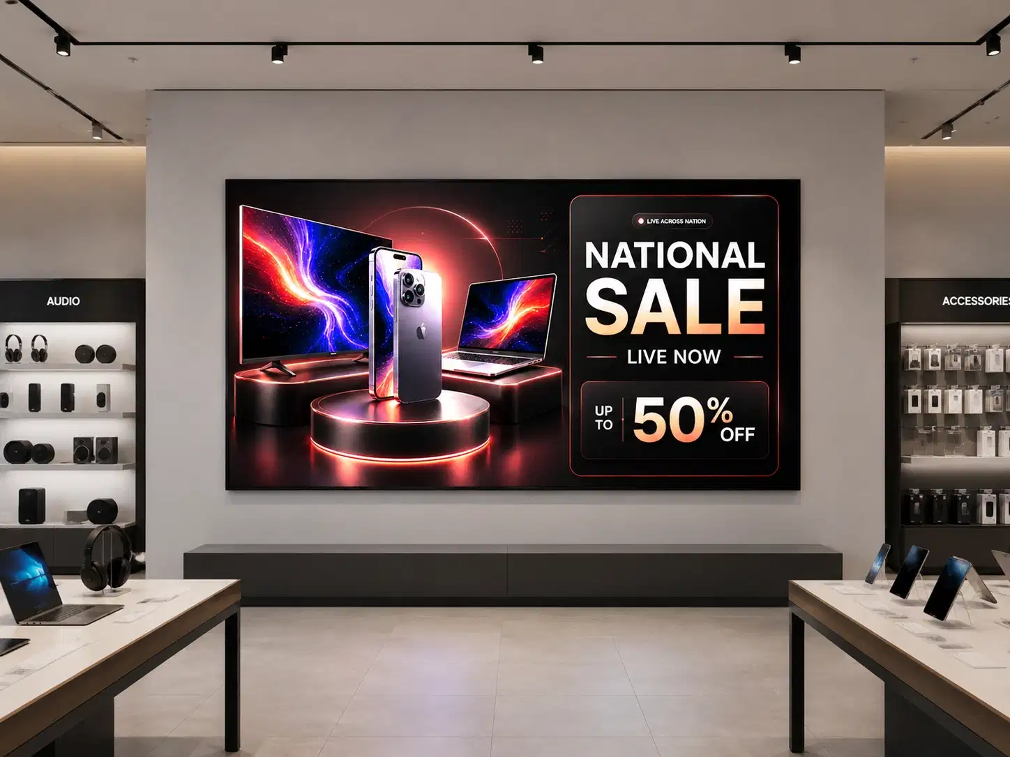 Electronics store marketing campaign launching simultaneously across all locations via Pickcel Electronics store marketing campaign launching simultaneously across all locations via Pickcel