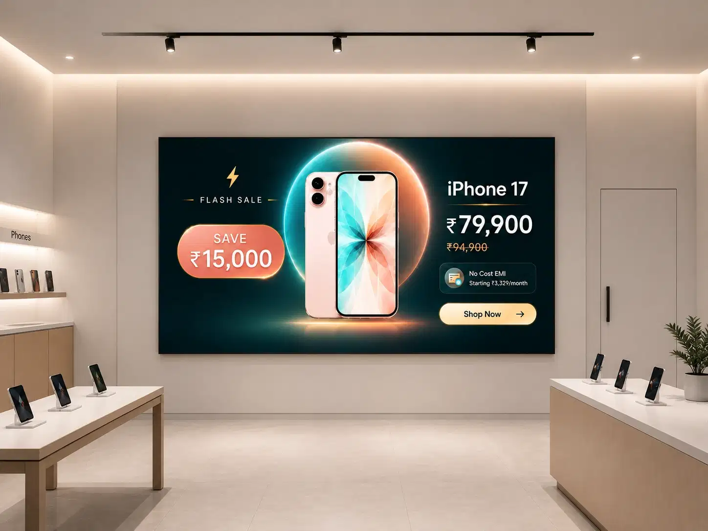 Electronics retail pricing boards displaying real-time promotional pricing via Pickcel Electronics retail pricing boards displaying real-time promotional pricing via Pickcel