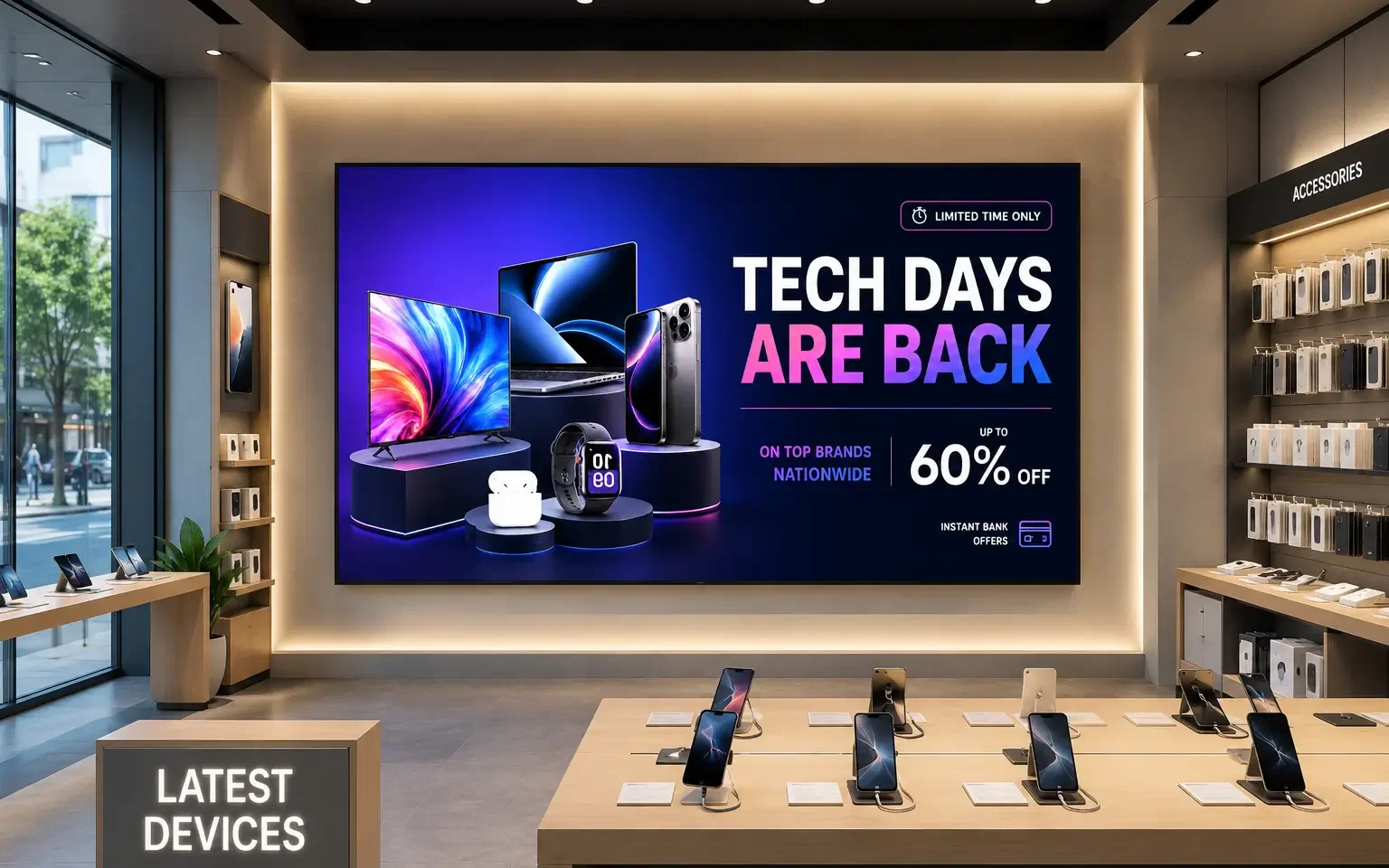 Pickcel digital signage for electronics stores — product spec and pricing screens in retail environment Pickcel digital signage for electronics stores — product spec and pricing screens in retail environment