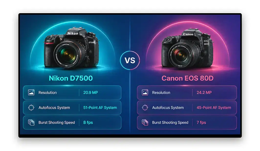 Product comparison charts displayed on electronics store screens powered by Pickcel