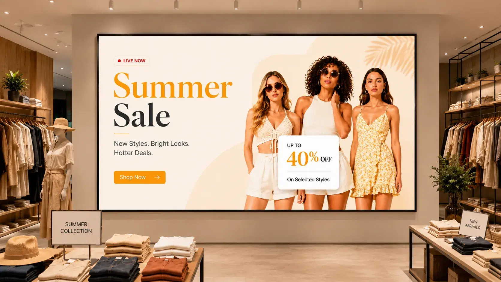 Fashion apparel digital signage in a retail store Fashion apparel digital signage in a retail store