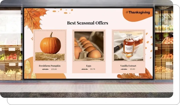 Digital signage driving sales with seasonal offers in grocery stores Digital signage driving sales with seasonal offers in grocery stores