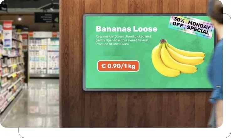 Digital signage updating inventory in real time for grocery stores Digital signage updating inventory in real time for grocery stores