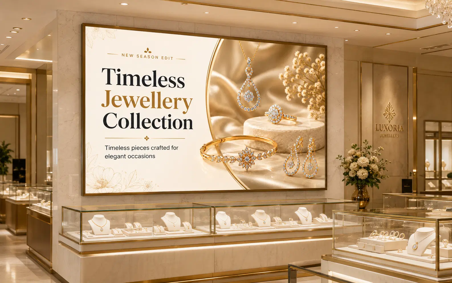 White Teak luxury retail digital signage with Pickcel White Teak luxury retail digital signage with Pickcel
