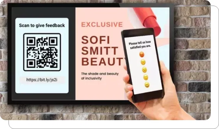 Digital signage displaying customer feedback collection system Digital signage displaying customer feedback collection system